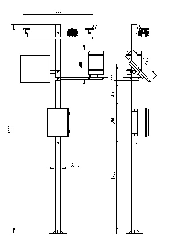 農(nóng)業(yè)氣象監(jiān)測儀器尺寸圖
